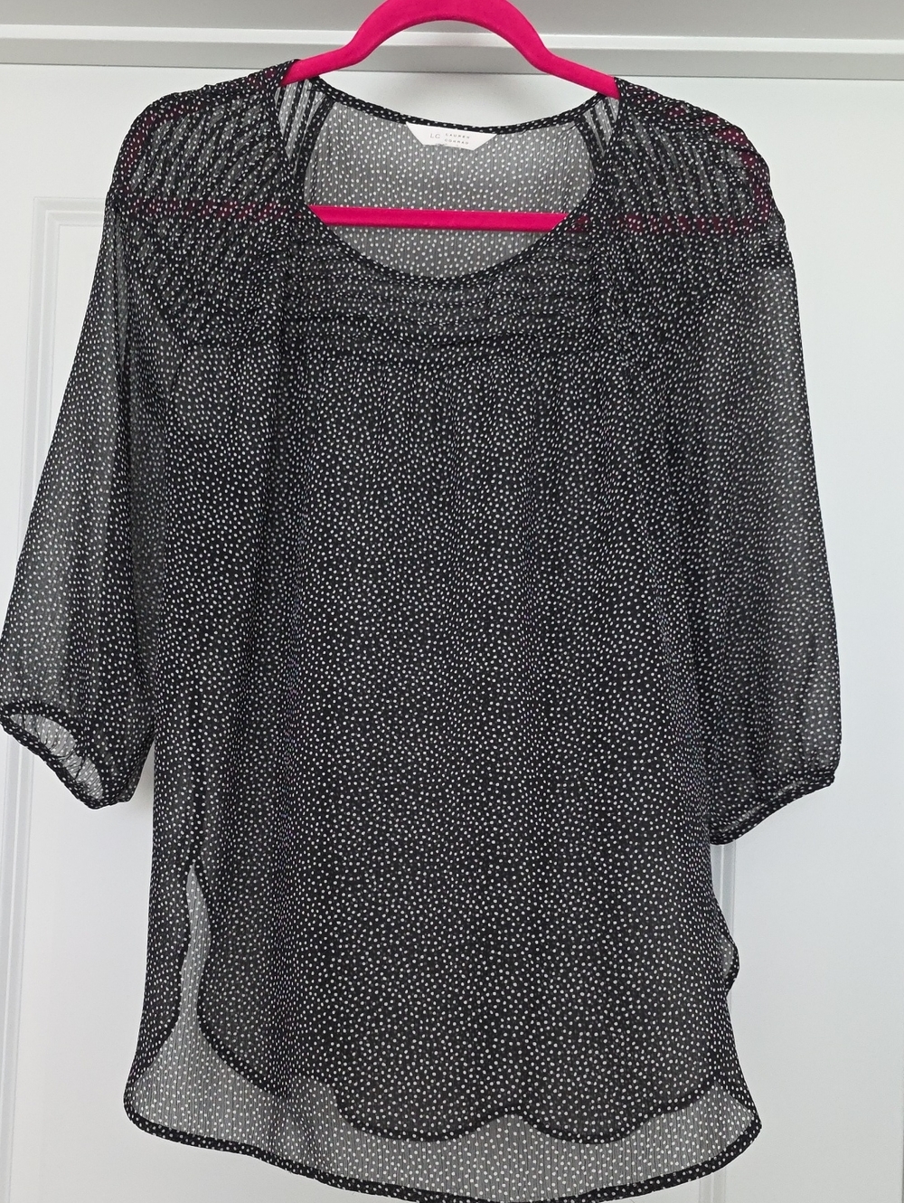 LC Lauren Conrad Black Sheer Dot Blouse